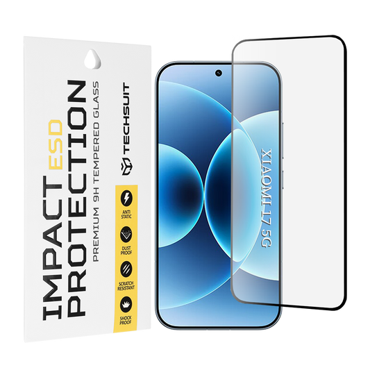 Techsuit Screen Protector for Xiaomi 17, Tempered Glass, Full Glue, Black