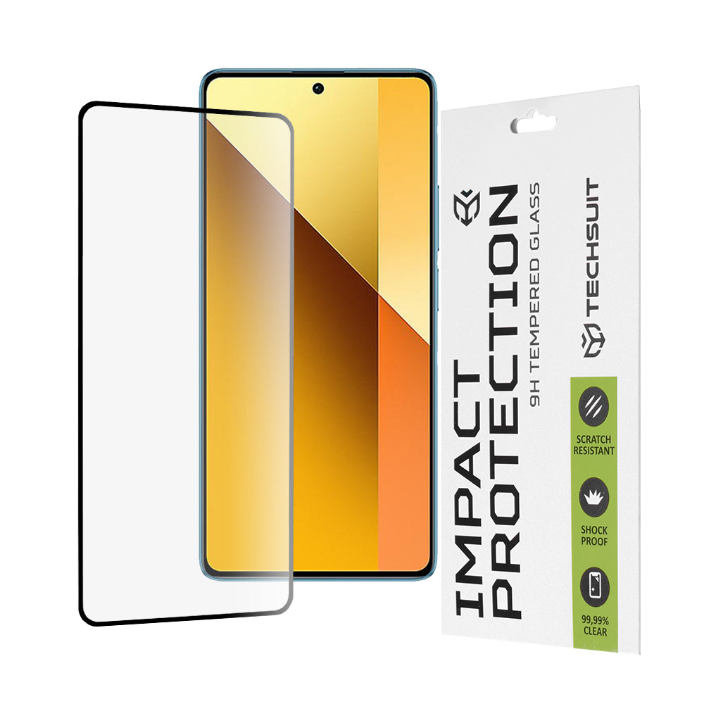 Techsuit Screen Protector Film for Xiaomi Redmi Note 13 5G, Tempered Glass, Full Glue, 111D, Black