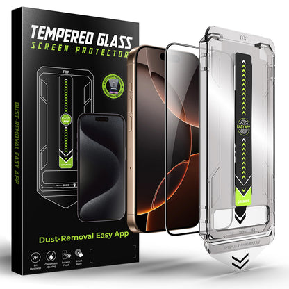 Techsuit TitanGlass Screen Protector for Apple iPhone 16 / 15, Tempered Glass, Full Glue, Black