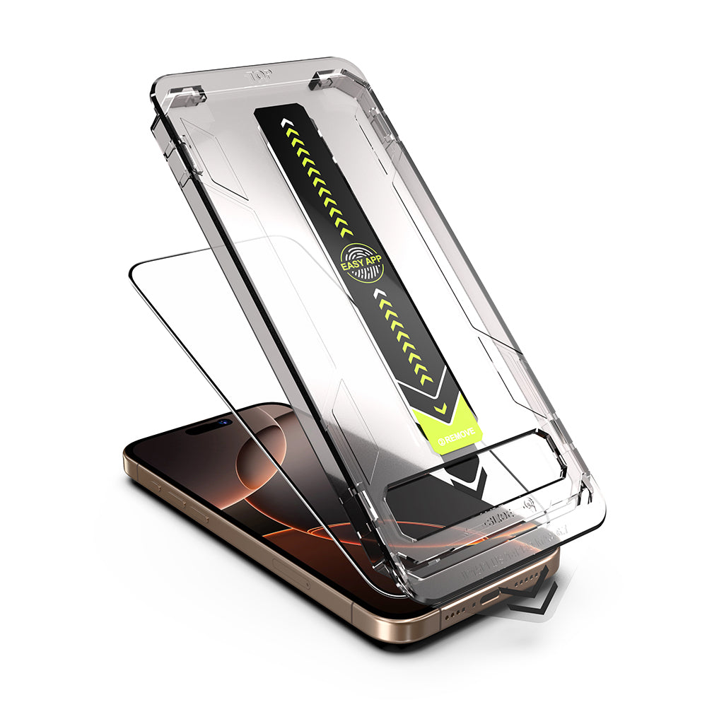 Techsuit TitanGlass Screen Protector for Apple iPhone 16 / 15, Tempered Glass, Full Glue, Black