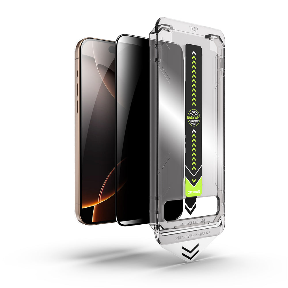 Privacy Screen Protector Techsuit TitanGlass for Apple iPhone 16 Plus / 15 Plus, Tempered Glass, Full Glue
