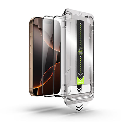 Techsuit TitanGlass Screen Protector for Apple iPhone 17 / 16 Pro, Tempered Glass, Full Glue, Set of 2 Pieces, Black