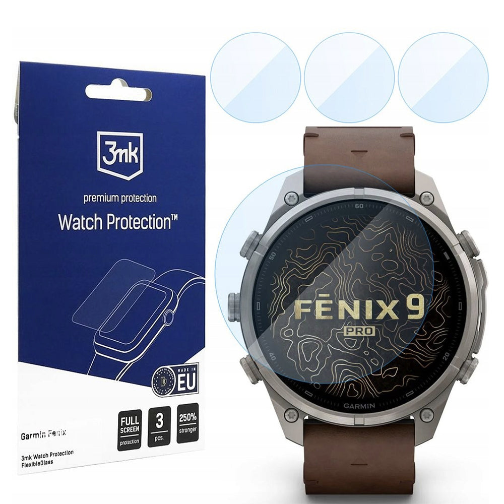 3MK FlexibleGlass Screen Protector for Garmin Fenix 9 Pro 47mm, Flexible Glass, 3-Piece Set