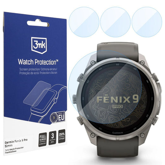 3MK FlexibleGlass Protective Film for Garmin Fenix 9 Pro 51mm, Set of 3 pieces, Flexible Glass