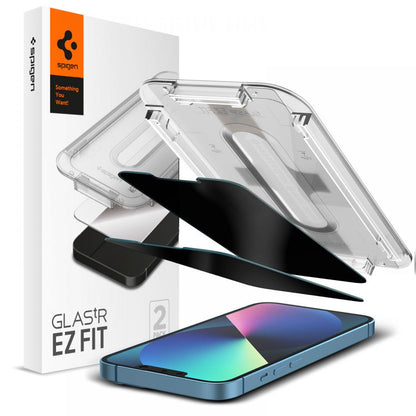 Spigen GlastR EZ FIT Privacy Screen Protector for Apple iPhone 14 Plus / 13 Pro Max, Tempered Glass, Full Glue, Set of 2 Pieces
