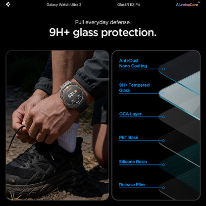 Spigen GlastR EZ FIT Protective Film for Samsung Galaxy Watch Ultra2, Tempered Glass, Set of 2 pieces AGL11758