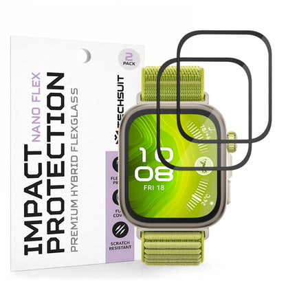 Techsuit Nano Flex Protection Film for Huawei Watch Fit 4 Pro, Set of 2 Pieces, Plastic, Black