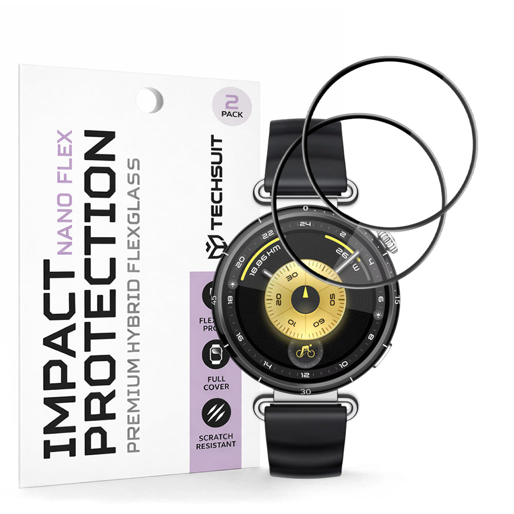 Techsuit Nano Flex Protection Film for Huawei Watch GT 6 41mm, Set of 2 pieces, Plastic, Black