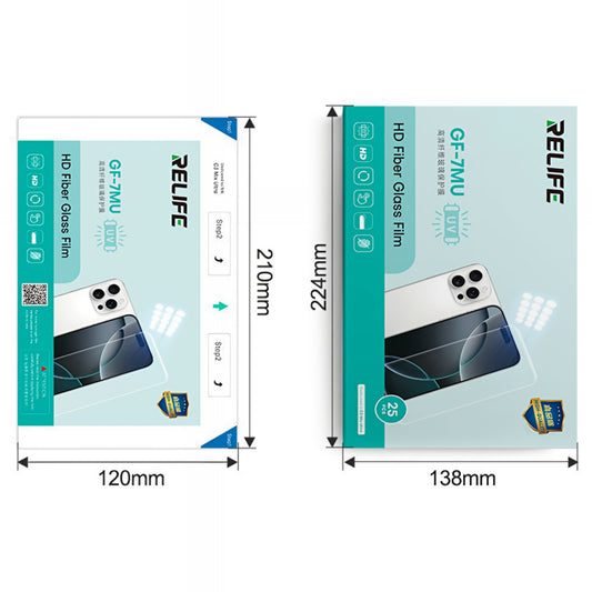 Filbra Flexible Glass Film Relife GF-7MU for Sunshine C3 Mix Ultra UV Vacuum Laminating Machine, 120mm x 210mm, Set of 25 pieces