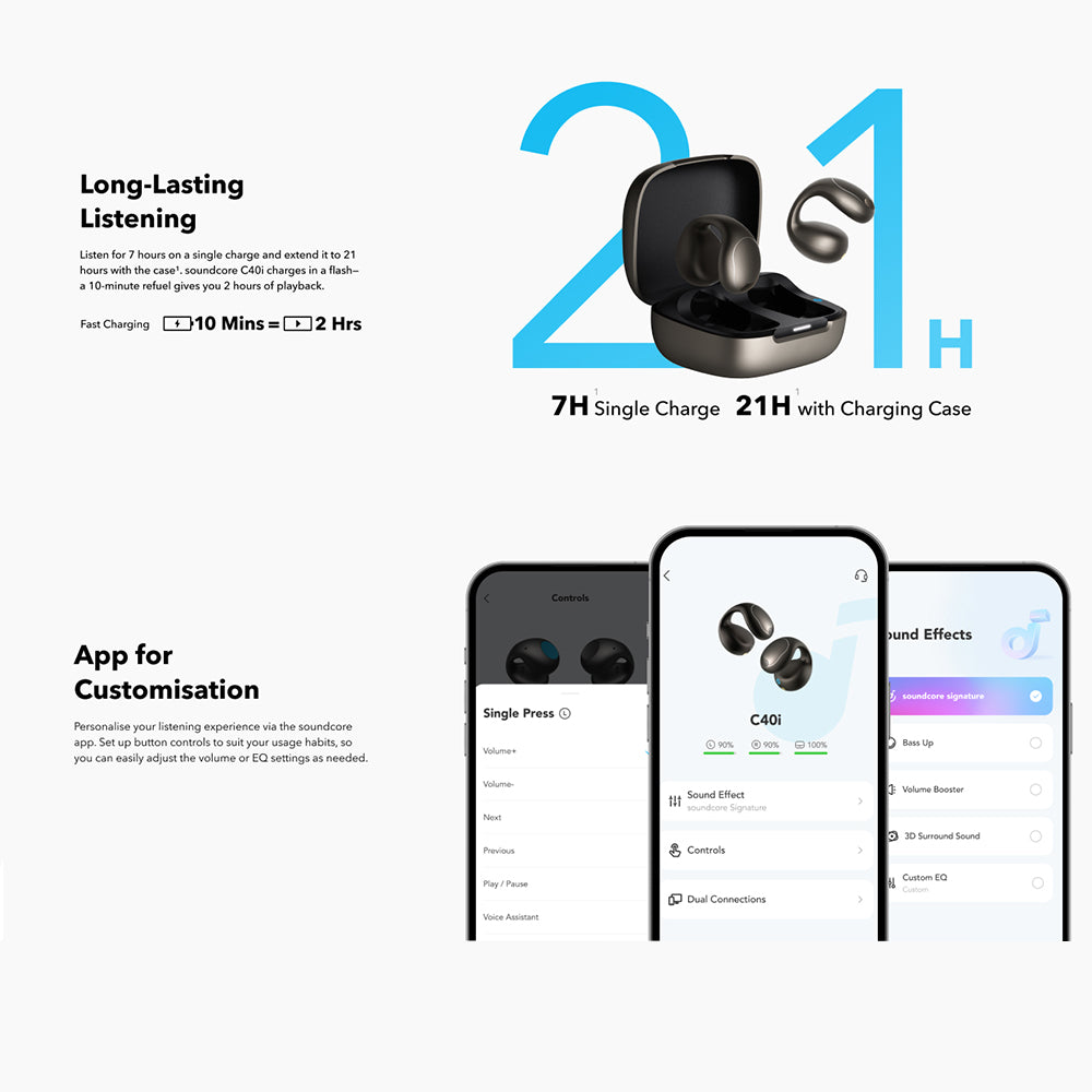 Handsfree Bluetooth Anker SoundCore C40i, TWS, MultiPoint, Black A3331GZ1