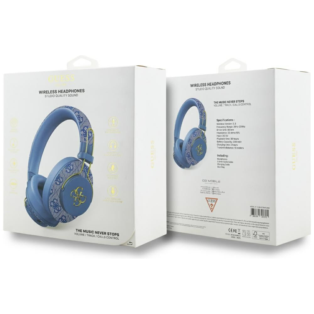 Handsfree Bluetooth Guess 4G Metal Logo, A2DP, Blue