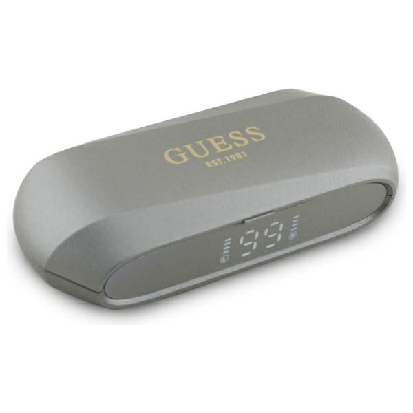 Handsfree Bluetooth Guess Elongated Metallic Printed Logo, TWS, Grey