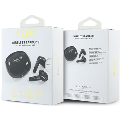 Handsfree Bluetooth Guess Flat Classic Logo Electroplated, TWS, Black