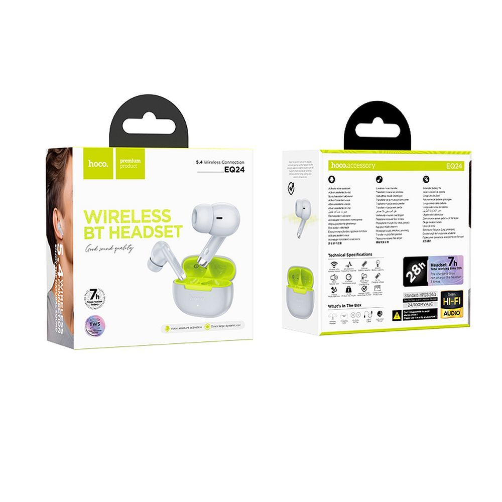 Handsfree Bluetooth HOCO EQ24, TWS, Gray