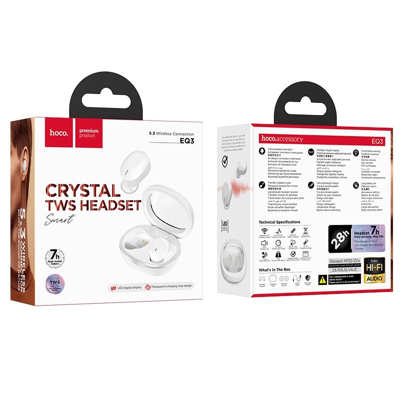 HOCO EQ3 Bluetooth Handsfree, TWS, White