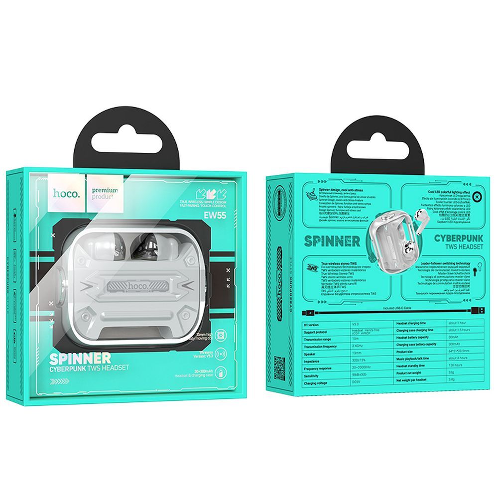 HOCO EW55 Bluetooth Handsfree, TWS, Silver