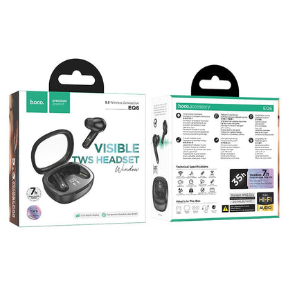 Handsfree Bluetooth Bluetooth HOCO Shadow EQ6, TWS, Black 