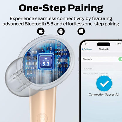 Bluetooth Handsfree Monster N-Lite 203 AirLinks, TWS, Gold