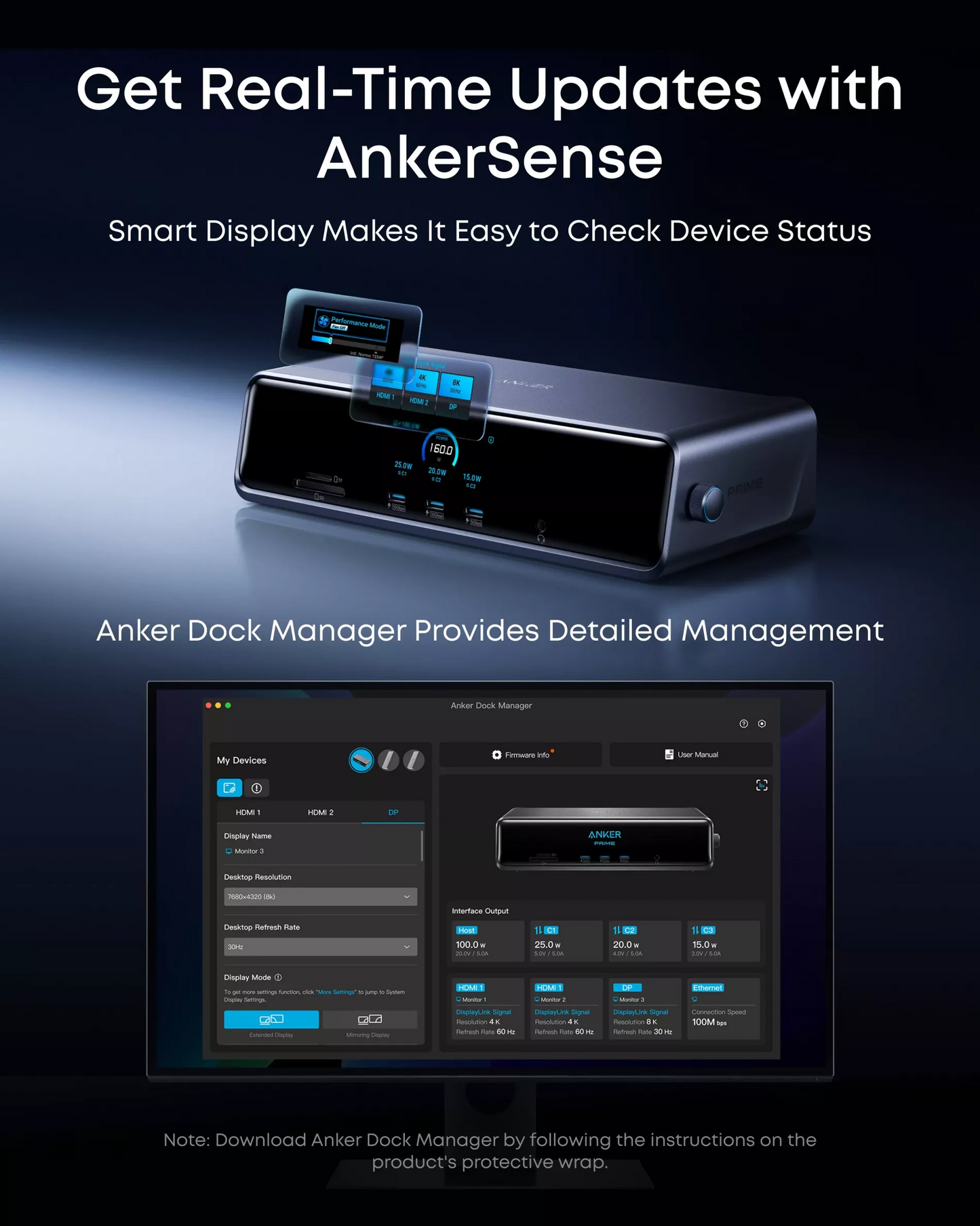 Anker Prime Multifunctional Hub, 3 x USB-A - 4 x USB-C - 1 x Display Port - 2 x HDMI - 1 x 3.5mm Jack - 1 x RJ45 - 1 x SD - 1 x microSD, Gray A83B33A1