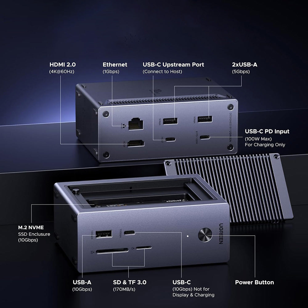 UGREEN CM923 (55735) Multifunctional Hub, 10in1, Grey