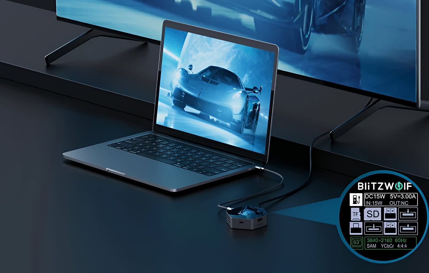 BlitzWolf BW-TH16 USB-C Hub, 8in1, Gray
