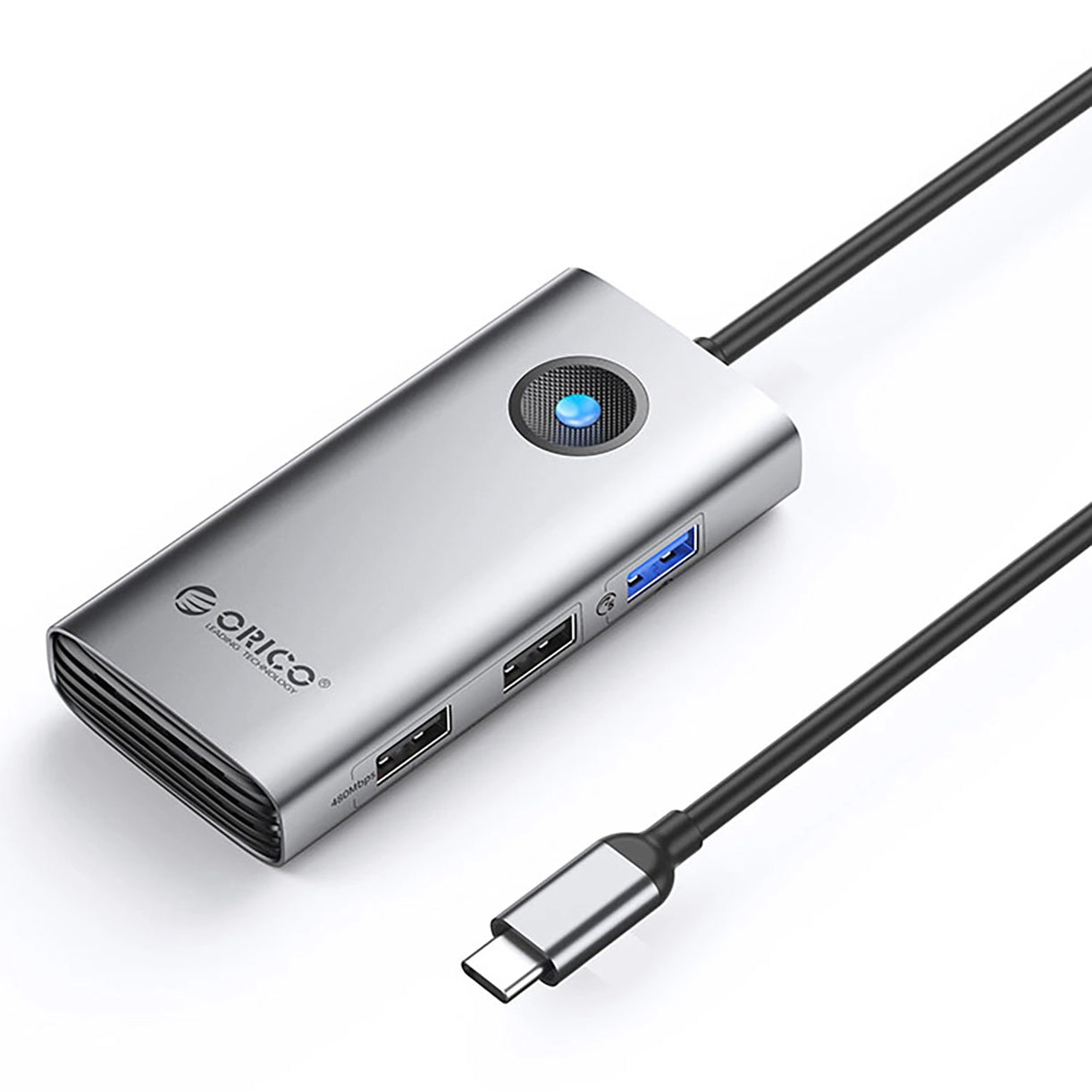 Orico PW11-5P USB-C Hub, 1 x USB-A 3.0 - 2 x USB-A - 1 x USB-C - 1 x HDMI, Gray