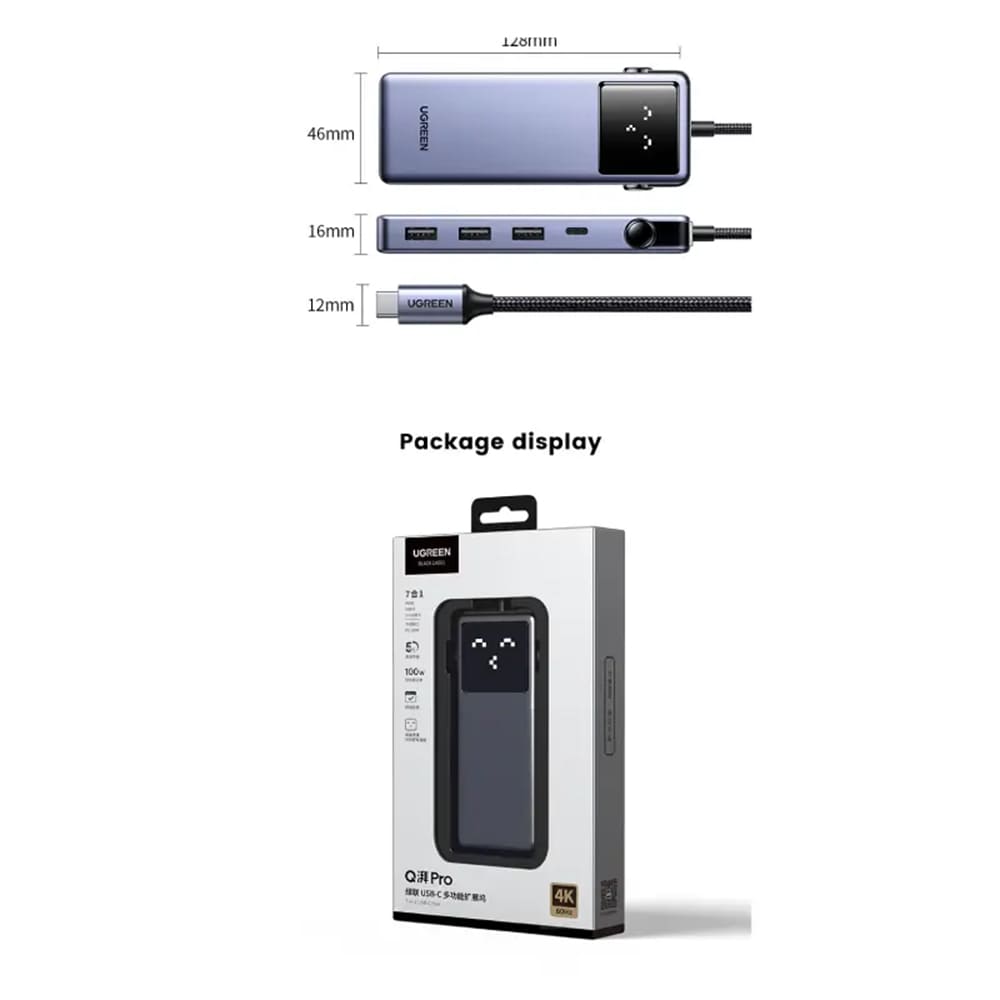 UGREEN CM888 (45155) Uno USB-C Hub, 6in1, Gray