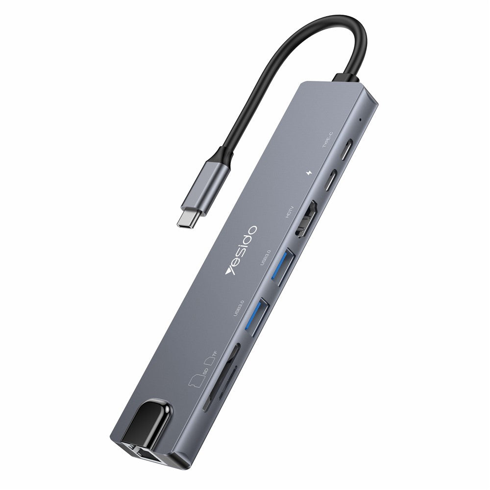 Yesido HB27 USB-C Hub, 8in1, Gray