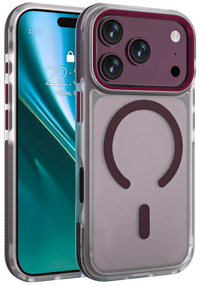 MagSafe Case for Apple iPhone 18 Pro / 17 Pro, Etteri, Icy Mag, Burgundy