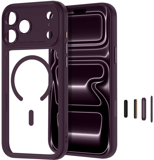 MagSafe Case for Apple iPhone 18 Pro Max / 17 Pro Max, Tech-Protect, MagPeak CC, Transparent Burgundy