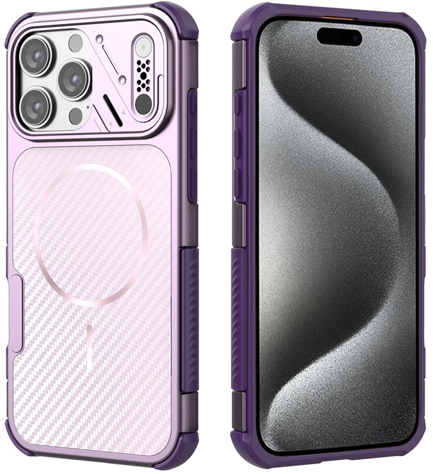 MagSafe Case for Apple iPhone 16 Pro Max, OEM, Carbon and Corner Protection, Purple