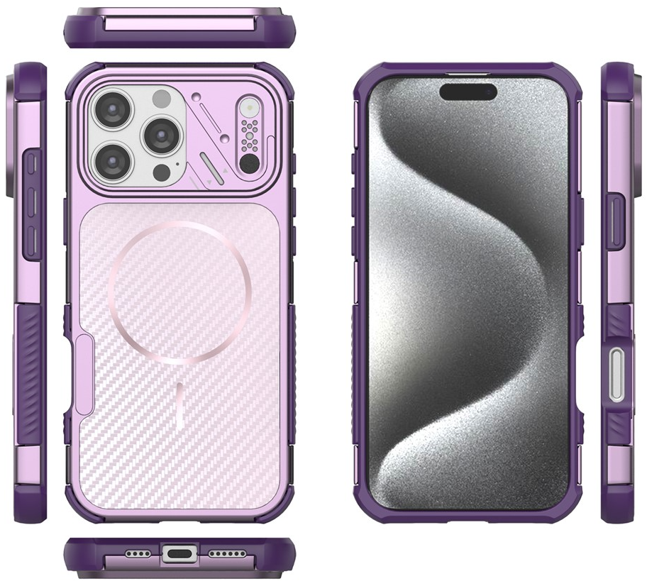MagSafe Case for Apple iPhone 16 Pro Max, OEM, Carbon and Corner Protection, Purple