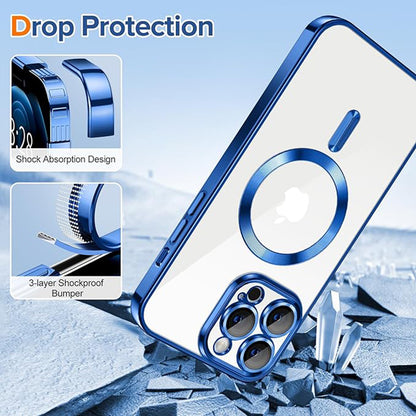 MagSafe Case for Apple iPhone 12 Pro Max, Techsuit, Luxury Crystal, Dark Blue