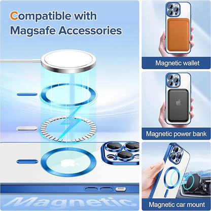 MagSafe Case for Apple iPhone 12 Pro Max, Techsuit, Luxury Crystal, Dark Blue