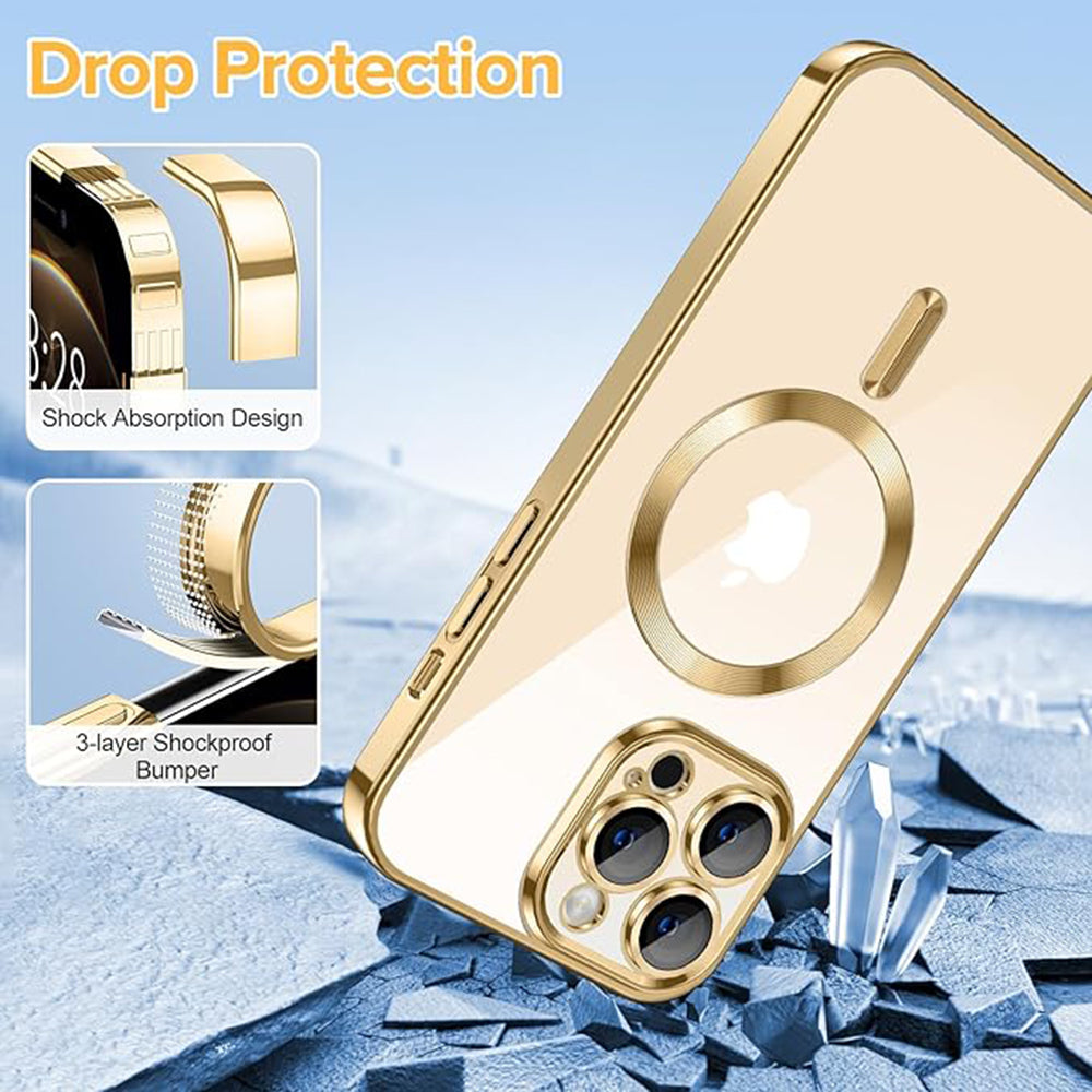 MagSafe Case for Apple iPhone 12 Pro Max, Techsuit, Luxury Crystal, Gold