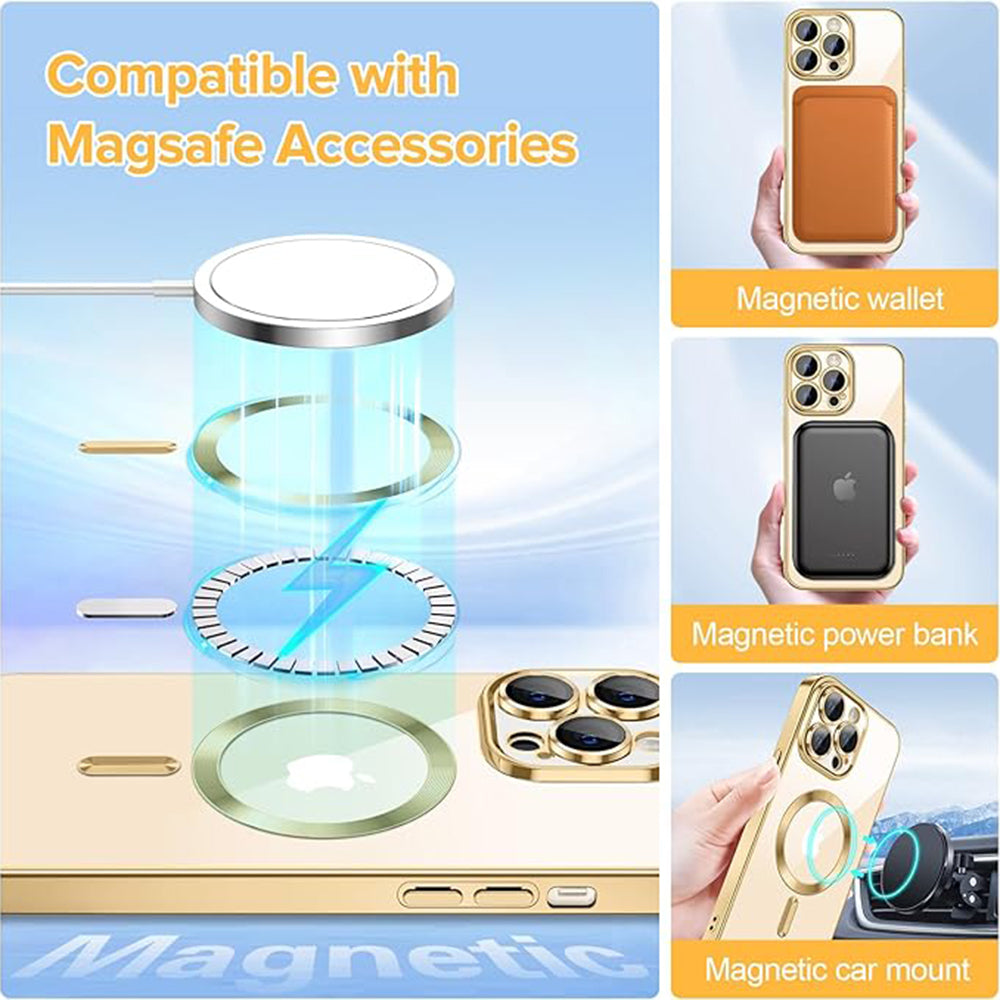 MagSafe Case for Apple iPhone 12 Pro Max, Techsuit, Luxury Crystal, Gold