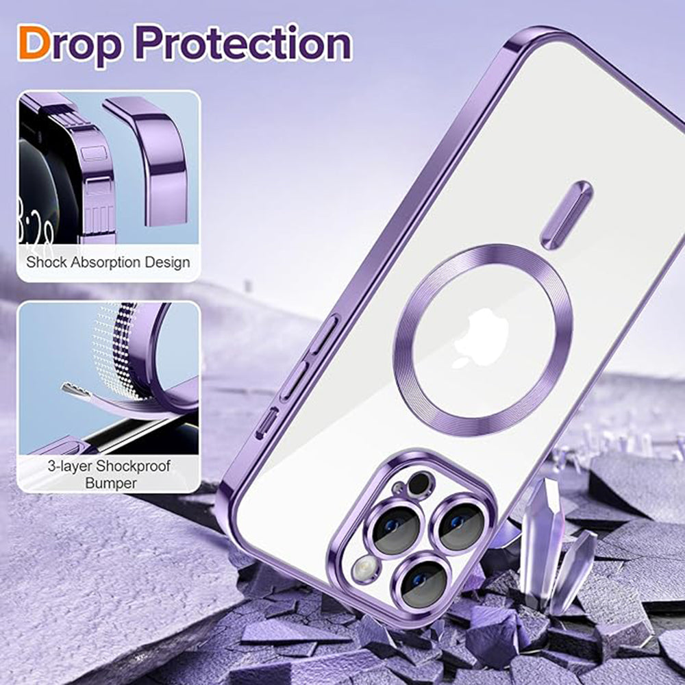 MagSafe Case for Apple iPhone 12 Pro Max, Techsuit, Luxury Crystal, Light Purple