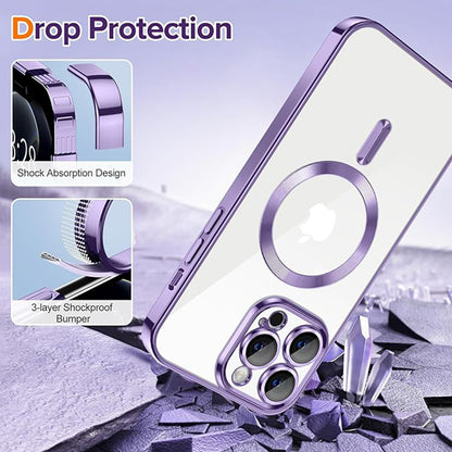 MagSafe Case for Apple iPhone 12 Pro Max, Techsuit, Luxury Crystal, Light Purple