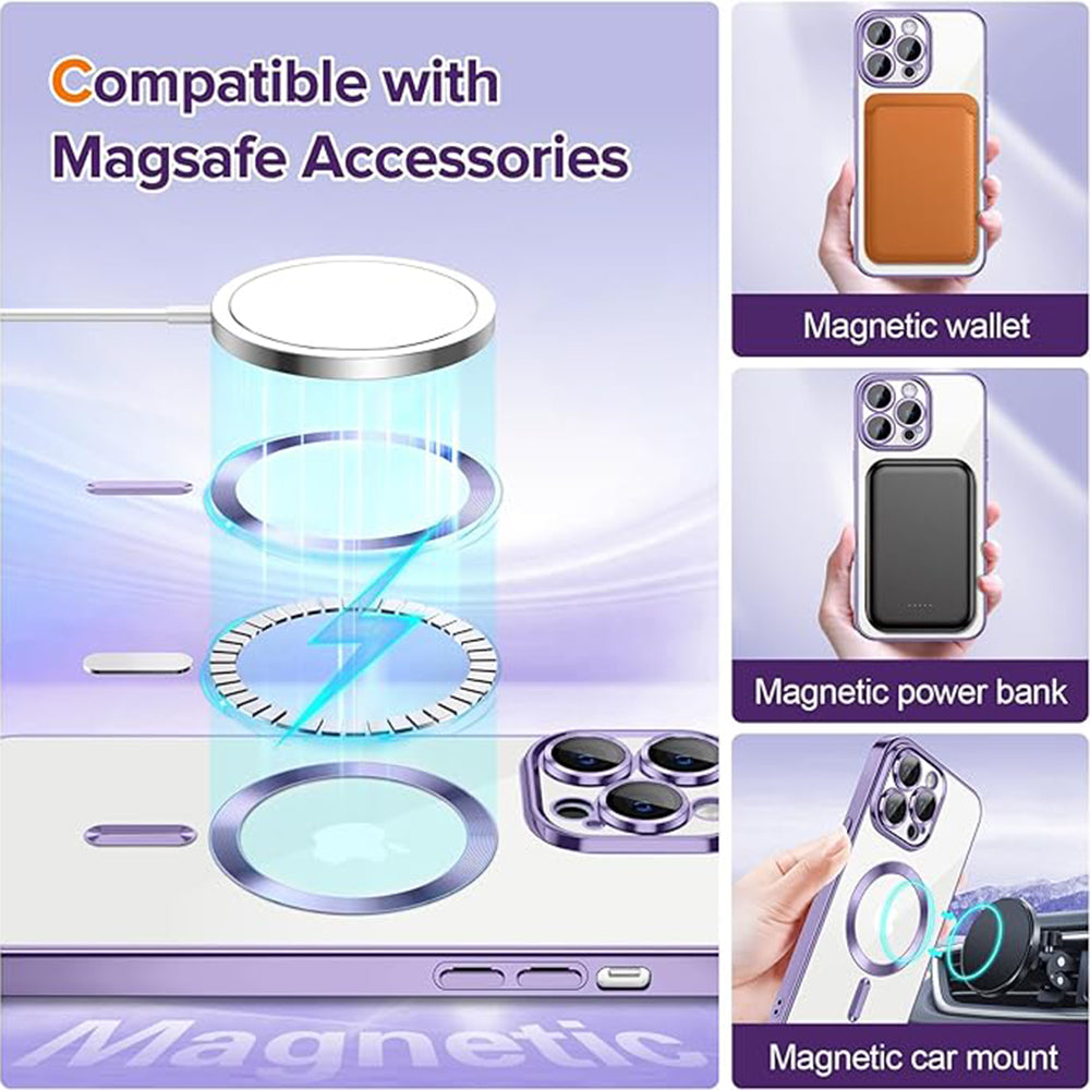 MagSafe Case for Apple iPhone 12 Pro Max, Techsuit, Luxury Crystal, Light Purple