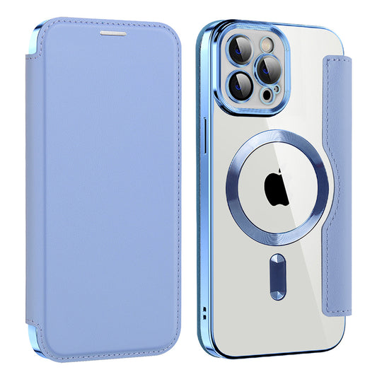 MagSafe Case for Apple iPhone 12 Pro Max, Techsuit, SmartMag Book, Blue