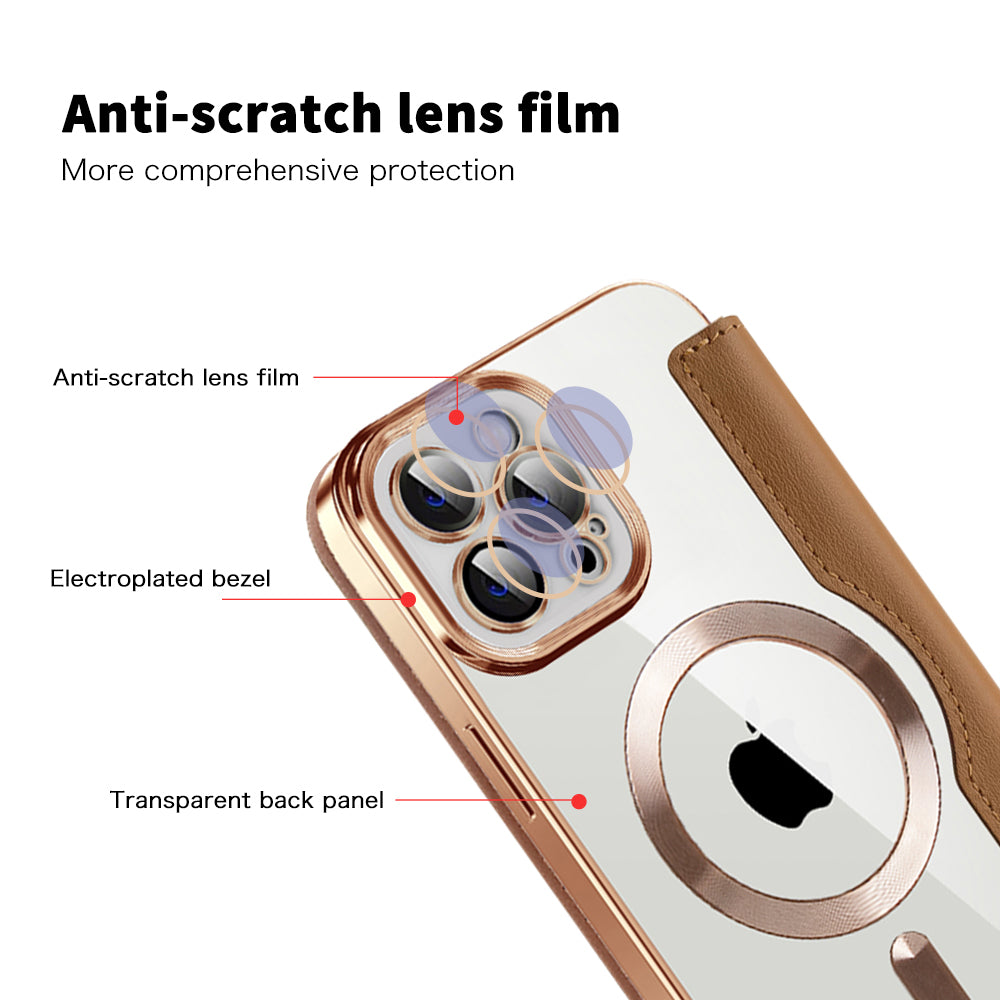 MagSafe Case for Apple iPhone 12 Pro Max, Techsuit, SmartMag Book, Brown
