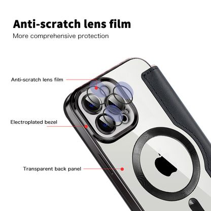 MagSafe Case for Apple iPhone 12 Pro, Techsuit, SmartMag Book, Black