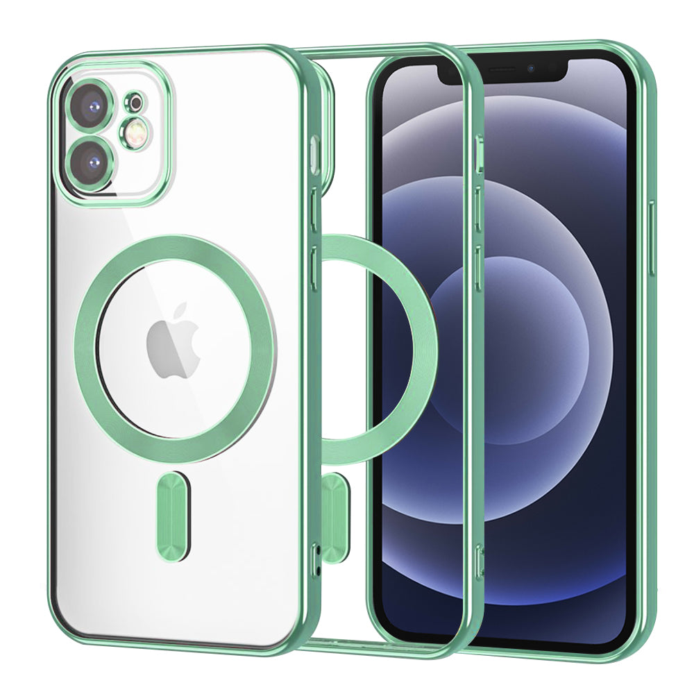 MagSafe Case for Apple iPhone 12, Techsuit, Luxury Crystal, Light Green