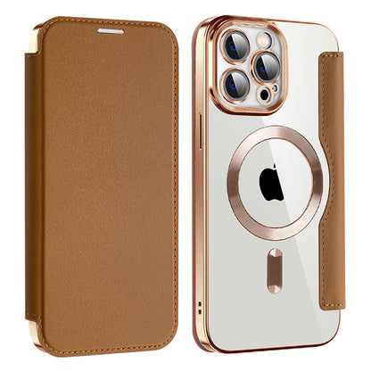 MagSafe Case for Apple iPhone 13 Pro Max, Techsuit, SmartMag Book, Brown