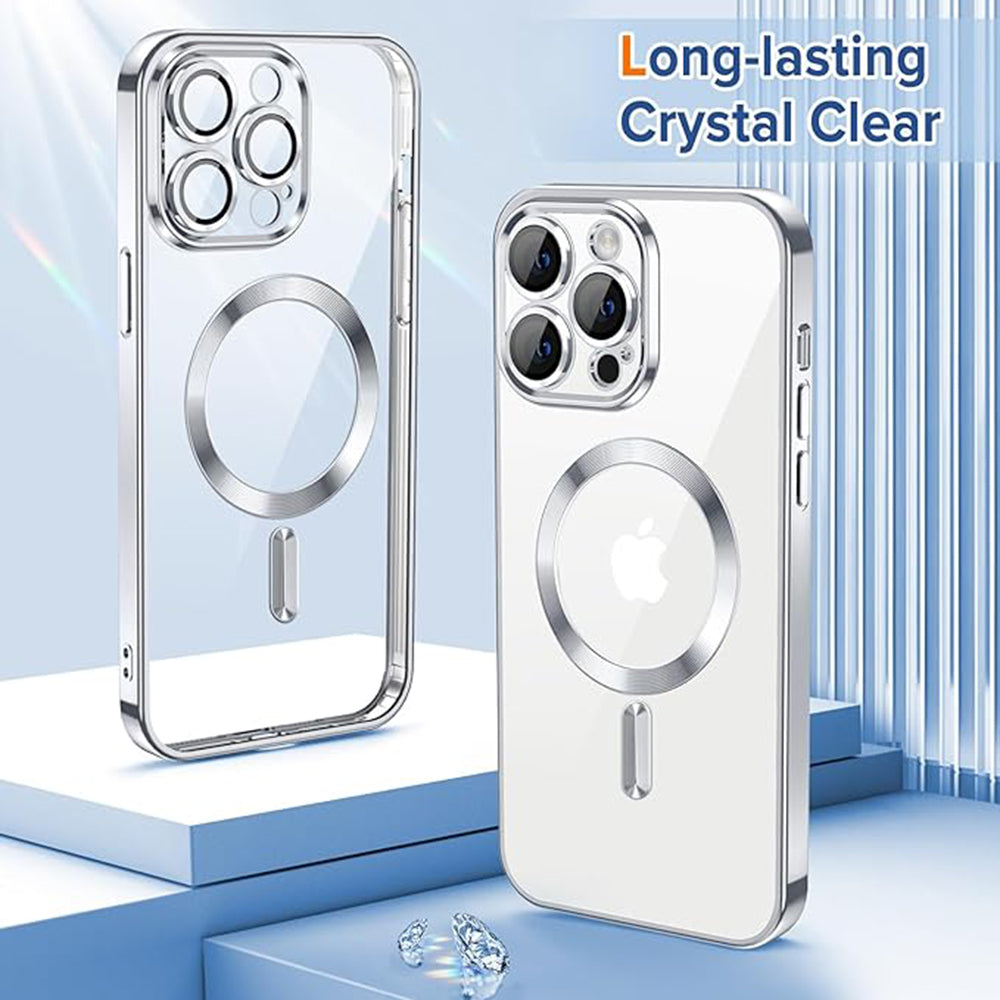 MagSafe Case for Apple iPhone 13 Pro, Techsuit, Luxury Crystal, Silver