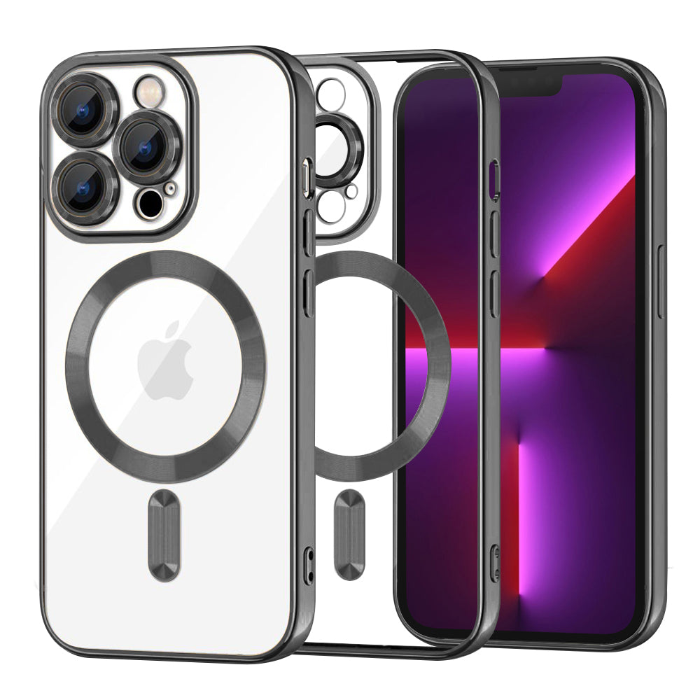 MagSafe Case for Apple iPhone 13 Pro, Techsuit, Luxury Crystal, Black