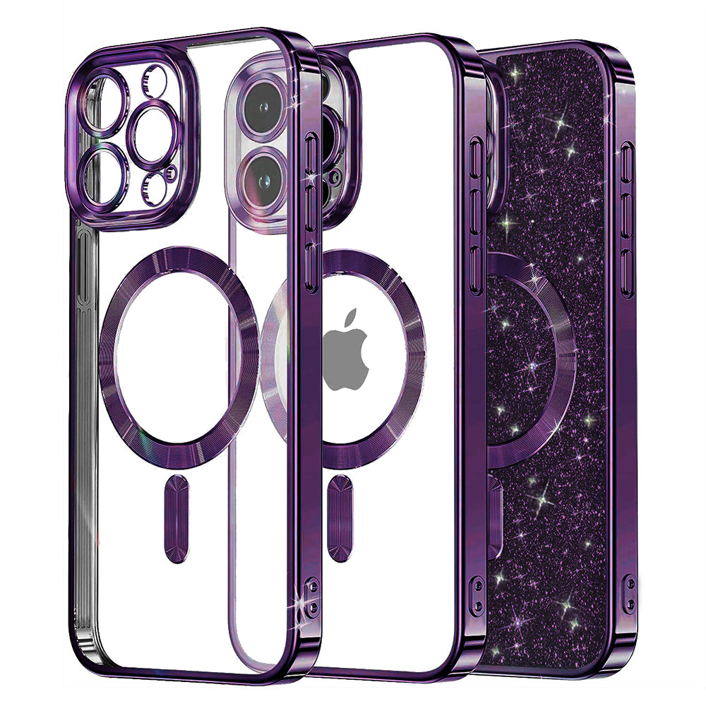 MagSafe Case for Apple iPhone 13 Pro, Techsuit, Luxury Glitter, Dark Purple