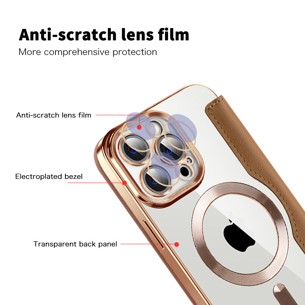 MagSafe Case for Apple iPhone 13 Pro, Techsuit, SmartMag Book, Brown