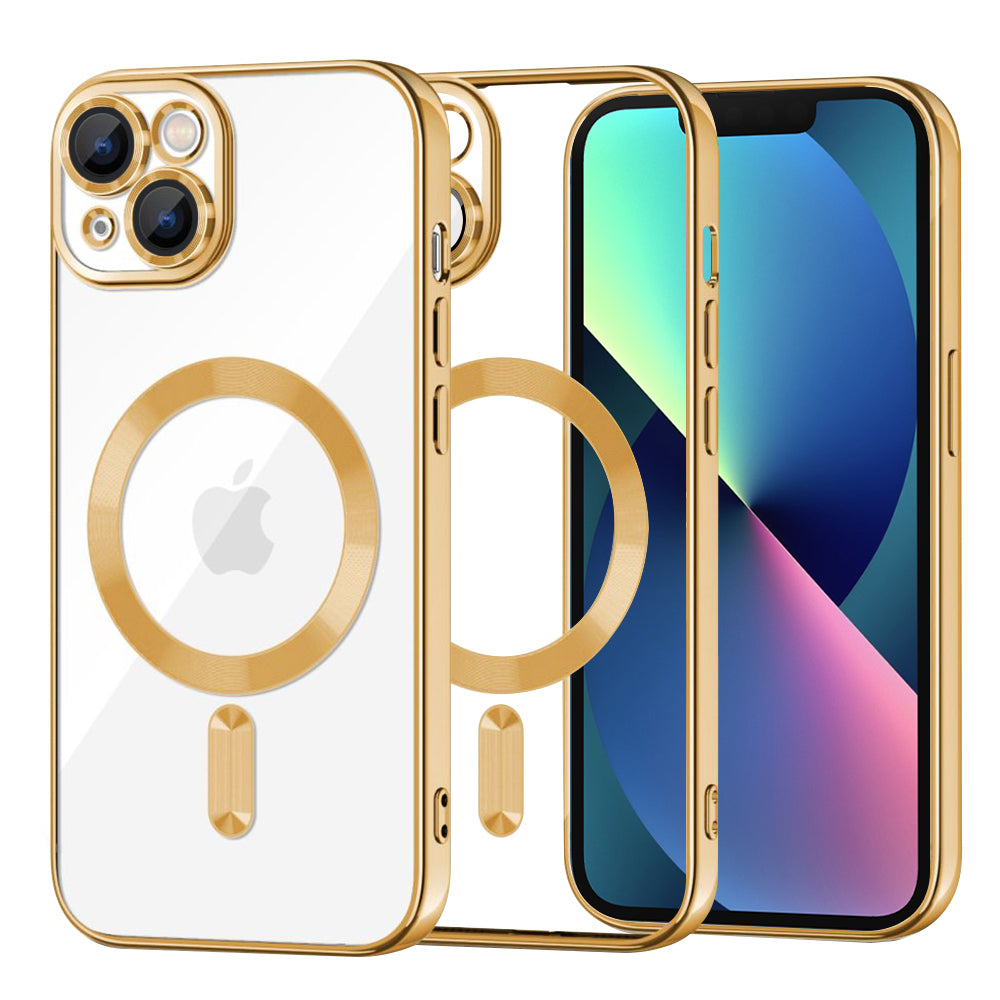 MagSafe Case for Apple iPhone 13, Techsuit, Luxury Crystal, Gold