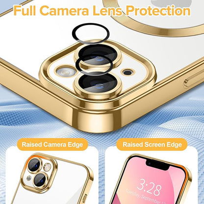 MagSafe Case for Apple iPhone 13, Techsuit, Luxury Crystal, Gold
